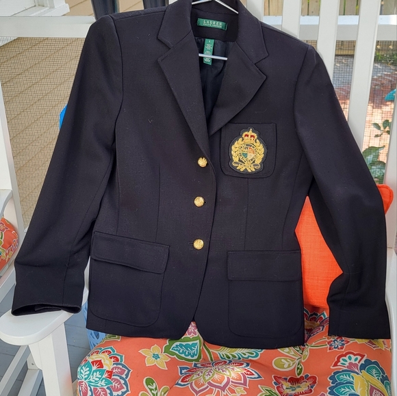 Ralph Lauren Jackets & Blazers - Ralph Lauren Black Wool Crested Blazer